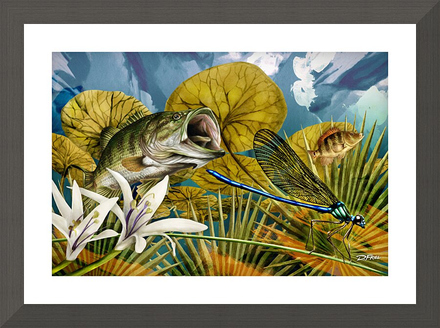 DFriel Palm Aire Dragonfly Bass  Framed Print Print