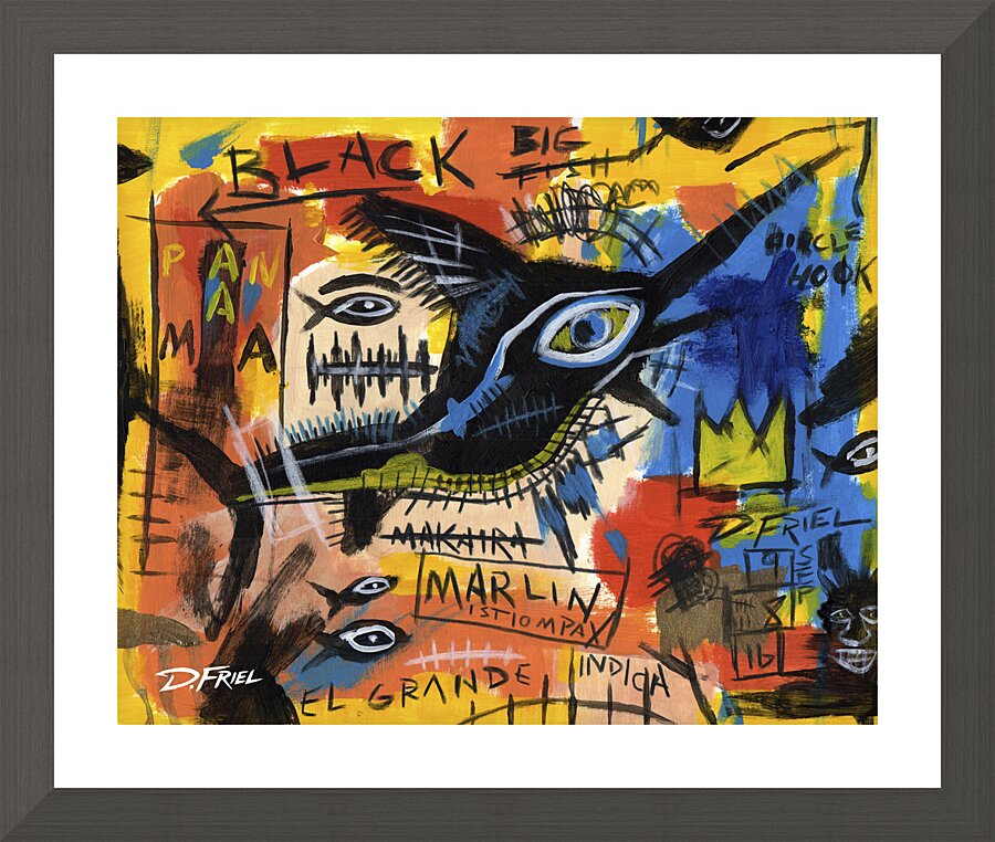 DFriel - Basquiat Black Marlin  Framed Print Print