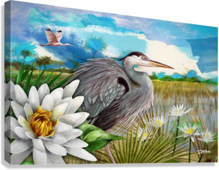 Palm Aire Heron   Impression sur toile