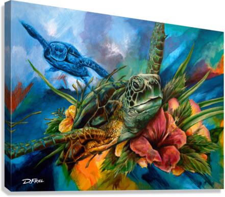 DFriel - Sea Garden Turtles  Impression sur toile