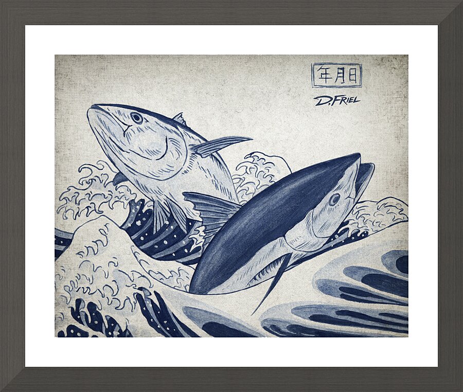 DFriel - Hokusai Bluefin  Impression encadrée