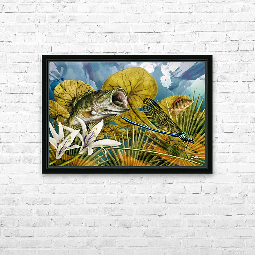 DFriel Palm Aire Dragonfly Bass HD Sublimation Metal print with Decorating Float Frame (BOX)
